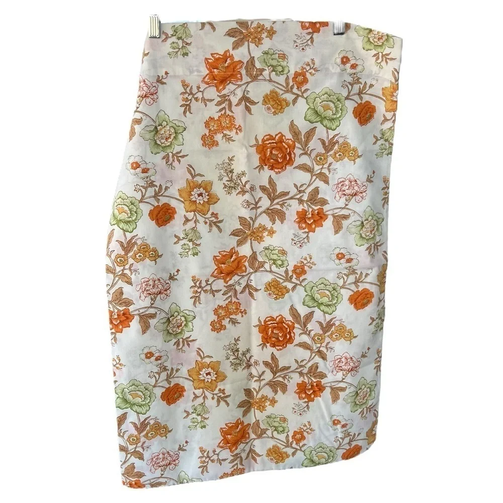 Vintage Bibb USA Coventry Garden 3-Piece Floral Sheet Set Orange Green Full